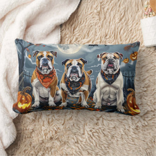 Coussin Rectangle Bulldog Halloween Éffrayant