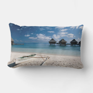 Coussin Rectangle Bungalows depuis la plage Motu Toopua