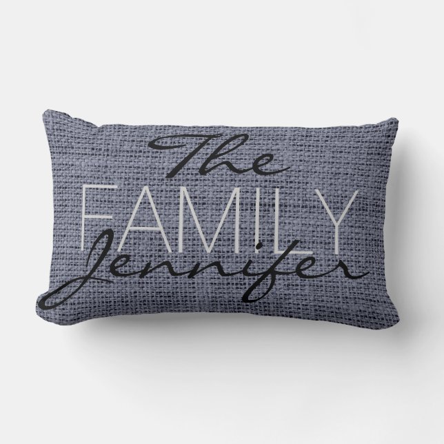 Coussin Rectangle Burlap gris foncé Monogramme de lin rustique (Recto)