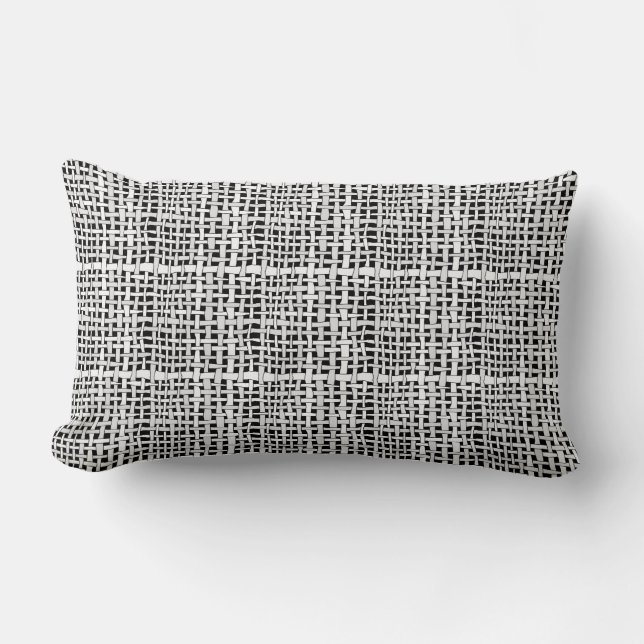 Coussin Rectangle Burlap Rustique Tissé D'Argent Graphique (Recto)