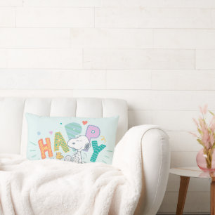 Coussin Rectangle cacahuètes   Snoopy & Woodstock Happy