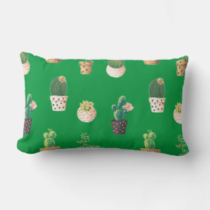 Coussin Rectangle Cactus Succulents à Dessrt Vert dans les pots