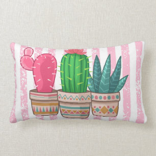 Coussin Rectangle cactus tiré par la main avec l'arrière - plan de