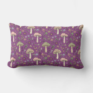 Coussin Rectangle Cadeau de motif sans couture de champignons violet