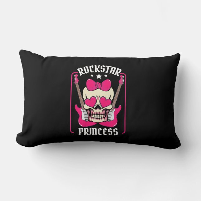 Coussin Rectangle Cadeau de Noël | Rokstar Princess Skull (Recto)