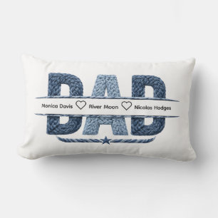 Coussin Rectangle Cadeau de papa nautique personnalisé avec corde et