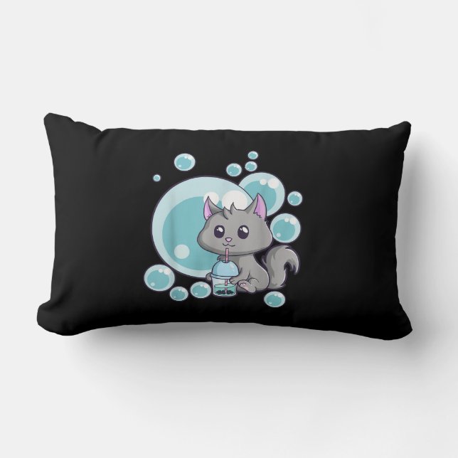 Coussin Rectangle Cadeau de thé bulle de chat | Funny Boba Tea Cats  (Recto)