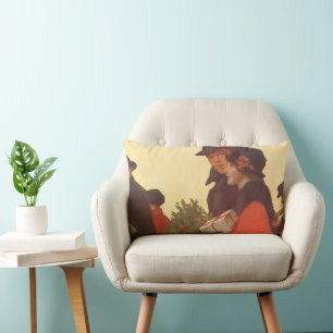 Coussin Rectangle Cadeaux de Noël vintage, d'amour et de romance