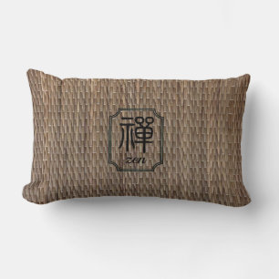 Coussin Rectangle Calligraphie chinoise zen sur tatami imprimé rusti
