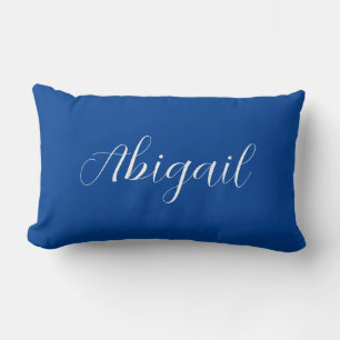 Coussin Rectangle Calligraphie Elégant Bleu Blanc Plaine Nom simple