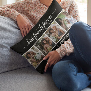 Coussin Rectangle Calligraphie Meilleurs amis Forever Photo Collage