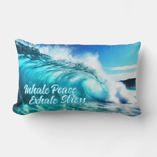 Coussin Rectangle Calmer la vague océanique inspirante (Recto)