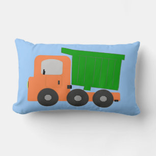 Coussin Rectangle Camion numérique orange sur fond bleu