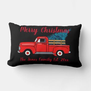 Coussin Rectangle Camion vintage rouge, plaisir de vacances, conifèr