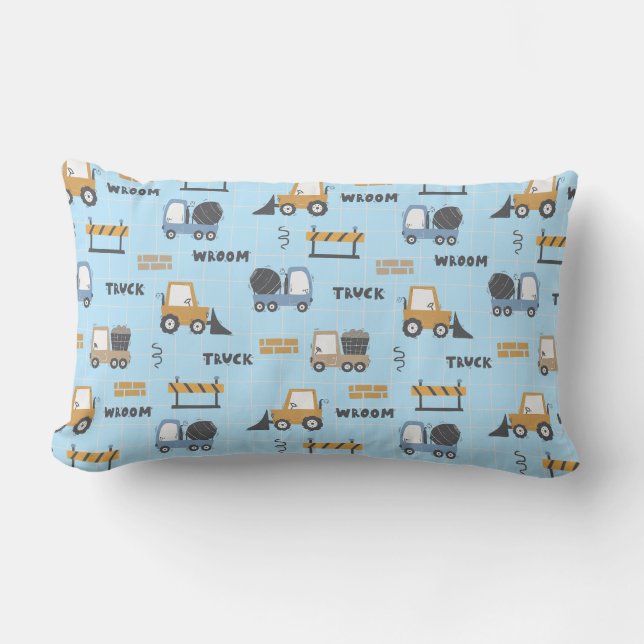 Coussin Rectangle Camions de construction Motif bleu (Recto)