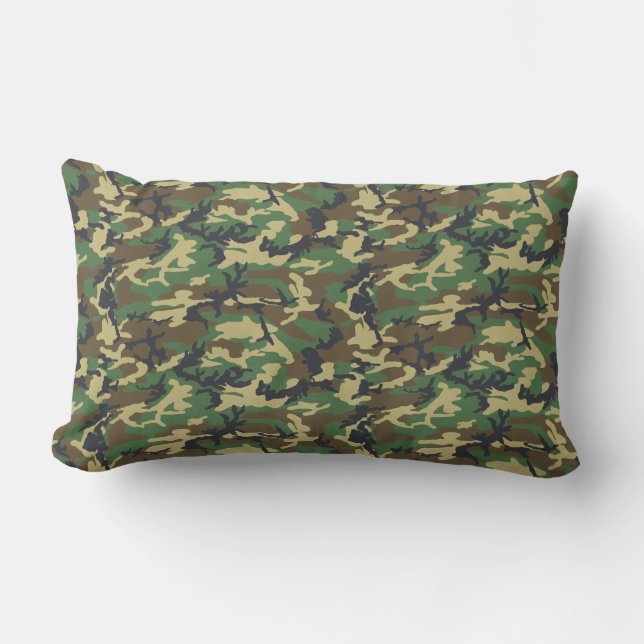 Coussin Rectangle Camo vert foncé et Brown | Feuilles d'arborescence (Recto)