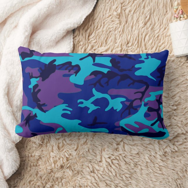 Coussin Rectangle Camouflage bleu foncé et violet (Couverture)