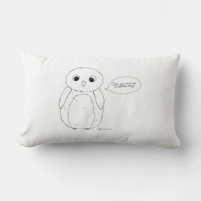Coussin Rectangle Can you read me a bedtime story? owl kudde. (Recto)