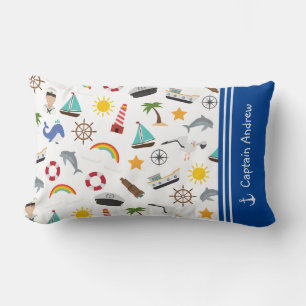 Coussin Rectangle Capitaine du jeune garçon marin nautique