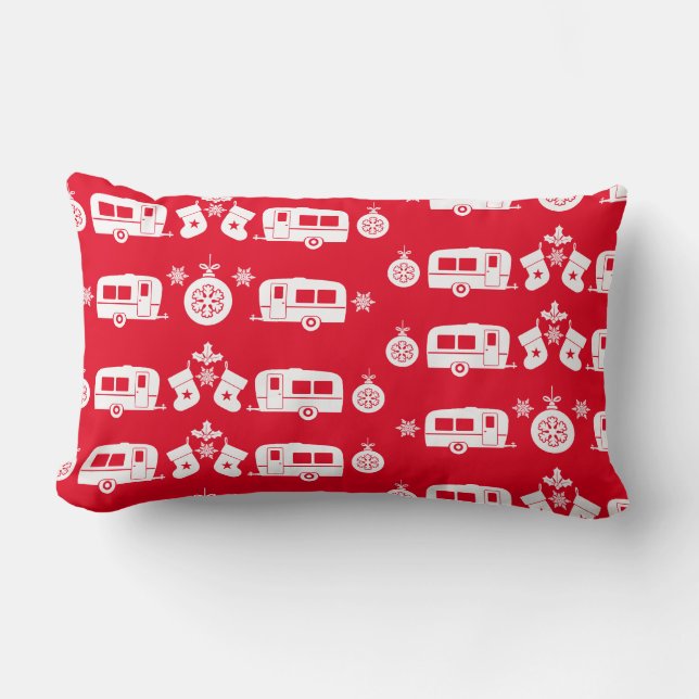 Coussin Rectangle Caravan Joyeux Camping de Noël (Recto)