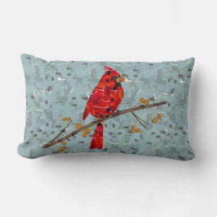 Coussin Rectangle Cardinal Rouge, l'oiseau de Noël