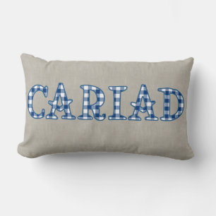 Coussin Rectangle Cariad Welsh En vichy la conception de texte sur B