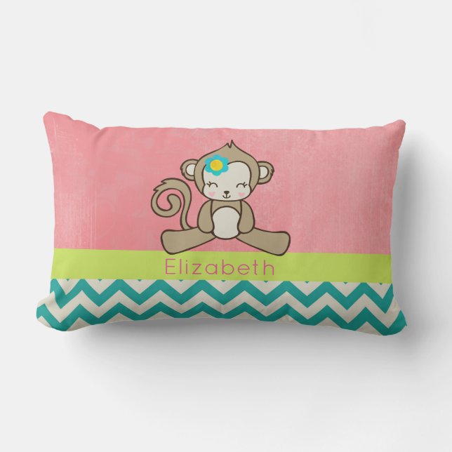 Coussin Rectangle Caricature Pour Fille Singe Cute Et Kawaii Personn (Recto)