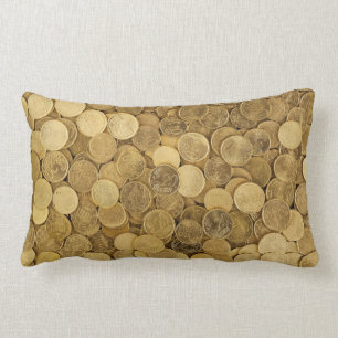 Coussin Rectangle Carnet De Pièces Arrondies Or