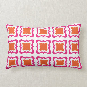 Coussin Rectangle Carré moderne Répéter Motif Hot rose Orange Blanc