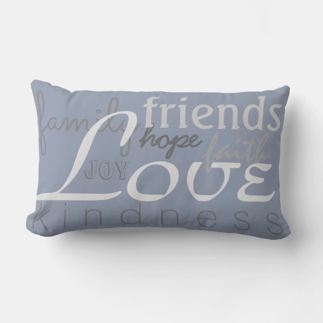 Coussin Rectangle Carreau bleu gris de famille de foi d'amour (Recto)