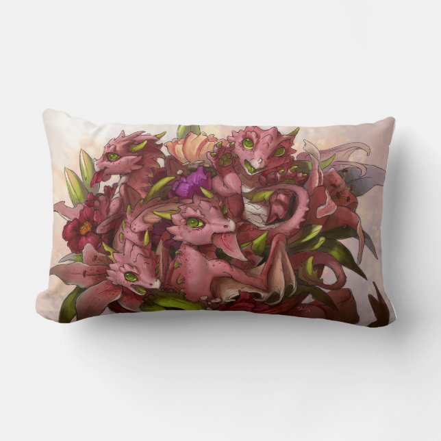 Coussin Rectangle Carreau de bouquet de dragon (Recto)