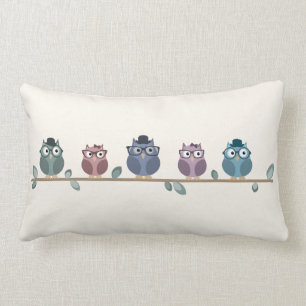 Coussin Rectangle Carreau de hiboux de hippie