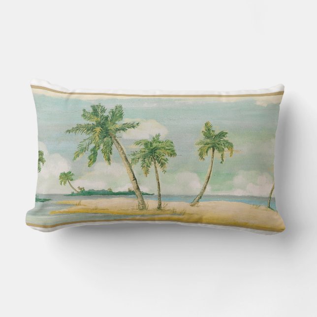 Coussin Rectangle Carreau de palmiers de plage (Recto)
