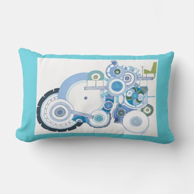 Coussin Rectangle Carreau de tracteur et de poissons (Recto)