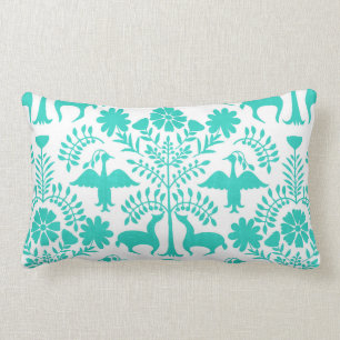 Coussin Rectangle Carreau d'impression d'Otomi, blanc et en bon éta