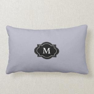 Coussin Rectangle Carreau élégant de monogramme moderne de gris bl