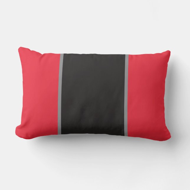 Coussin Rectangle Carreau noir et gris rouge (Recto)