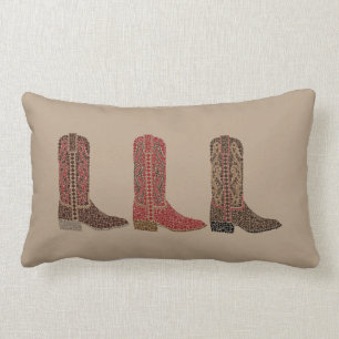 Coussin Rectangle Carreau occidental de bottes, Tan
