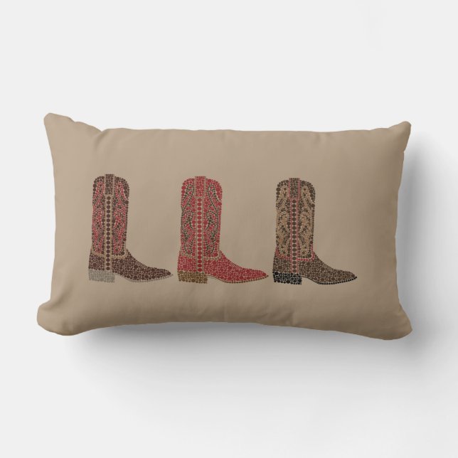 Coussin Rectangle Carreau occidental de bottes, Tan (Recto)