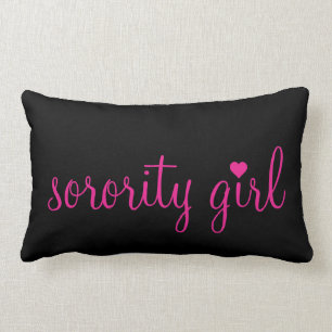 Coussin Rectangle Carreau rose et noir de fille de sororité
