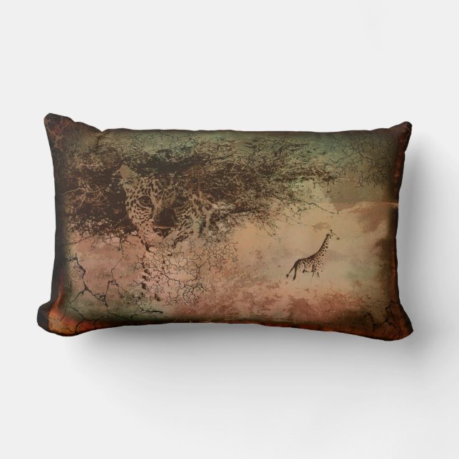 Coussin Rectangle Carreau vintage de safari (Recto)