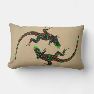 Coussin Rectangle Carreaux de céramique Yin Yang Lizards Brown