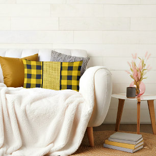 Coussin Rectangle Carreaux jaune et noir