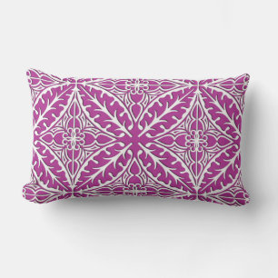 Coussin Rectangle Carreaux marocains - orchidée et blanc