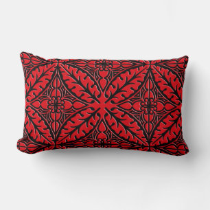 Coussin Rectangle Carreaux marocains - rouge foncé et noir