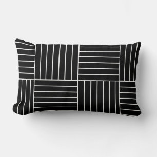 Coussin Rectangle Carrés et lignes noirs et blancs