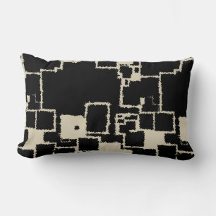 Coussin Rectangle Carrés vintages en noir et blanc