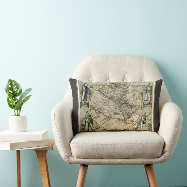 Coussin Rectangle Carte antique, 1596, America Sive Novus Orbis (Chaise)