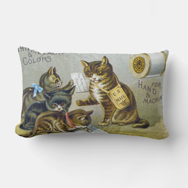 Coussin Rectangle Carte commerciale de fil, 1880 (Recto)