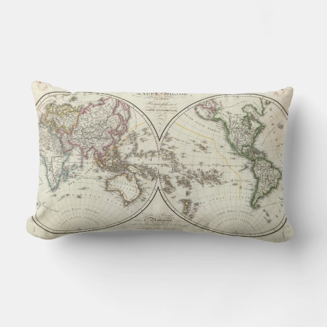 Coussin Rectangle Carte d'atlas de Paris (Recto)